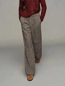 MOTF PREMIUM WOMEN'S PLAID PLEATED CASUAL VERSATILE DAILY WEAR LONG PANTS - Coffee Brown - View 6