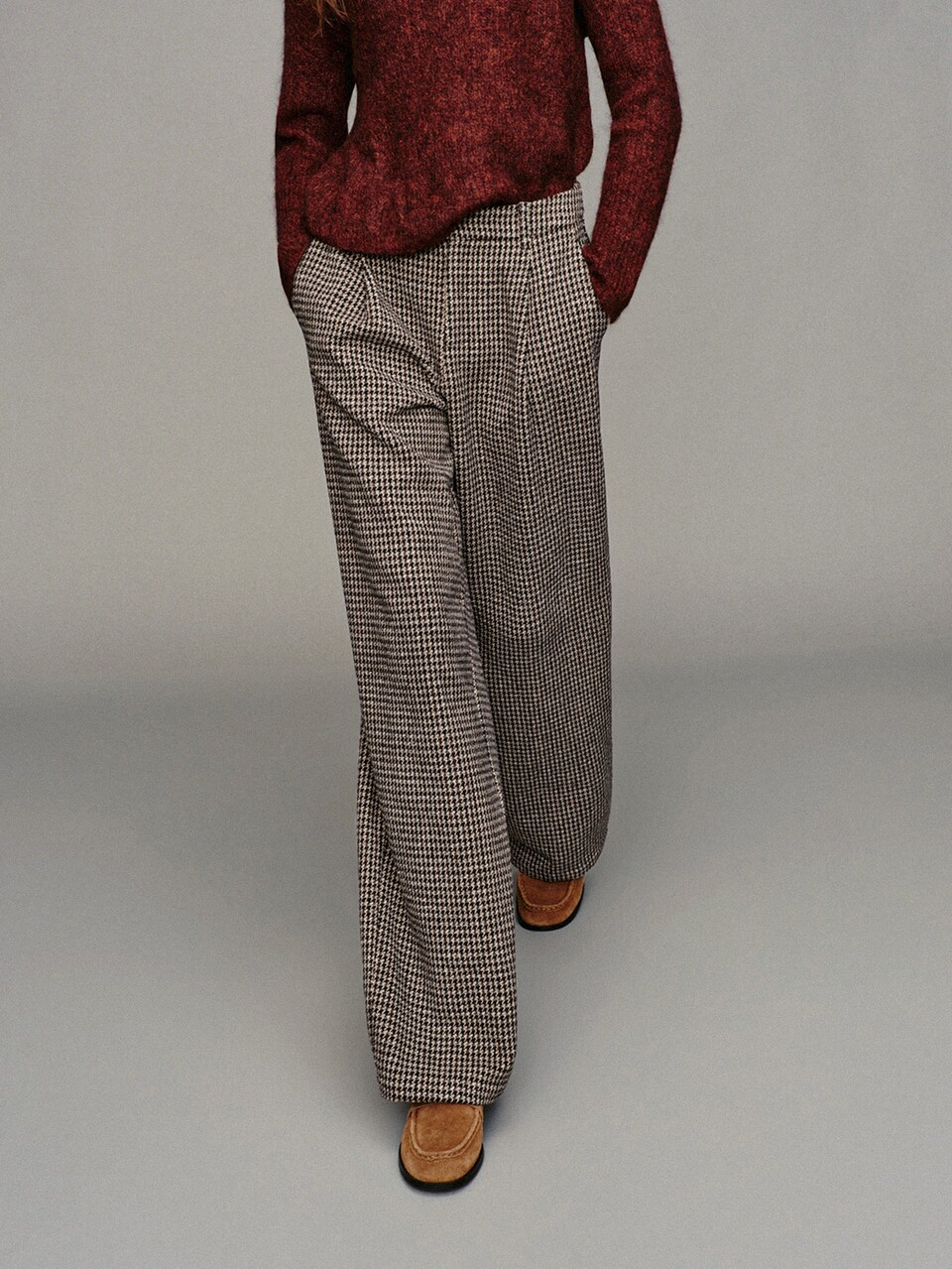 MOTF WOMEN'S PLAID PLEATED CASUAL VERSATILE DAILY WEAR LONG PANTS