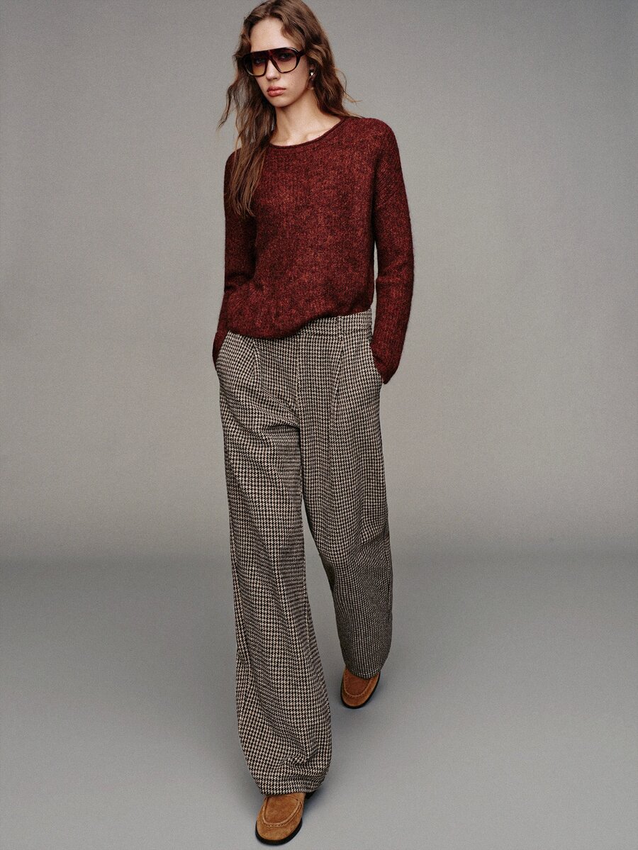 MOTF PREMIUM WOMEN'S PLAID PLEATED CASUAL VERSATILE DAILY WEAR LONG PANTS - Coffee Brown - View 1