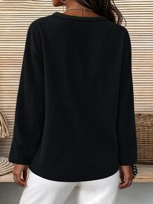 Breezaya Women's Black Button Design Long Sleeve Casual Shirt With Pockets For Daily Wear And Street Style - Black - View 2