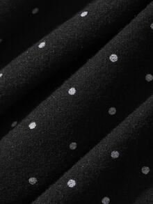 REIGN AVE Plus Size Polka Dot Contrast Lace Frill Trim Fitted V-Neck Cropped Casual Vacation Top Tight Sexy Spring Summer T-Shirt Tea Party - Black - View 3