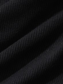 REIGN AVE Plus Size 2 In 1 Splicing Contrast Color Pleated Drawstring Tie Waist Slim Casual Versatile Black Short Sleeve T-Shirt Cute Tops Summer - Black - View 5