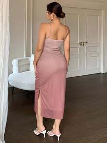 REIGN AVE Valentine Plus Size Stretchy Bodycon Ombre Knit Mesh Maxi Slip Dress, Back To School Clothes - Brown - View 3