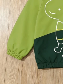 Genkimix Kids 男童幼兒恐龍圖案運動衫，舒適時尚，適合日常穿著與秋季出遊 - 綠色 - 查看 7