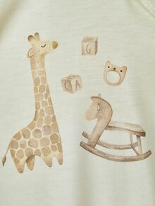 SHEIN Playful Pals 3件組嬰兒男/女寶獅子與長頸鹿印花側開扣長袖連身衣，柔軟保暖新生兒連身衣套裝，適合秋冬 - 黃色 - 查看 5