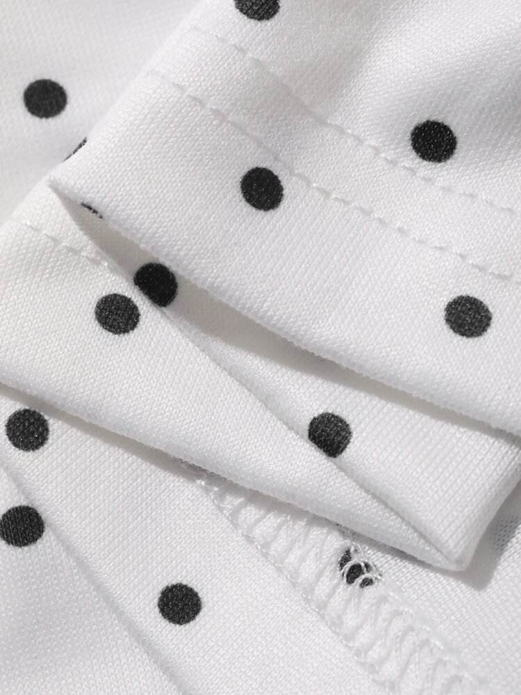 REIGN AVE Plus Size Women's Polka Dot Print Pleated V-Neck Sleeveless Casual Fitted Tank Top, Spring/Summer Graphic Tee - White - View 9