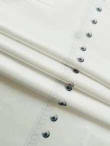 Resyla Hot-Selling New Style, Cool Chic Pure White Rivet Decor Lapel V-Neck Women's Short Sleeve T-Shirt, Suitable For Daily Wear, School, Street, Dating And Travel - Multicolor - View 4