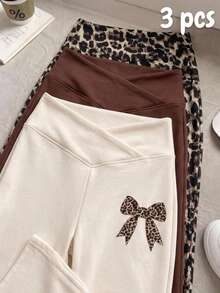 SHEIN 3PCS Tween Girls Pants - Multicolor - View 4