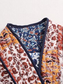SHEIN Women's Floral Patchwork Style Pastoral Quilted Jacket - Multicolor - View 6