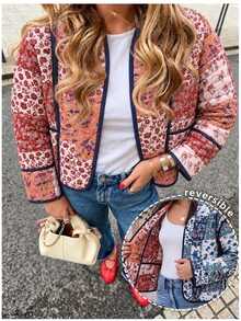 SHEIN Women's Floral Patchwork Style Pastoral Quilted Jacket - Multicolor - View 5