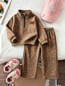 女嬰 2 件套休閒時尚春秋冬連帽衛衣與寬腿運動褲套裝，甜美波點圖案，外出套裝，柔軟面料，時尚寬腿褲款，春秋冬小女孩服裝套裝，女孩寬腿褲套裝 - 黃色 - 查看 1