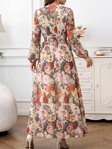Amorya Women's Elegant Floral Print Dress - Multicolor - View 2