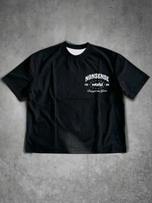 Manfinity EMRG Men's Streetwear Letter Print Short Sleeve Casual Loose Fit T-Shirt - Multicolor - View 5