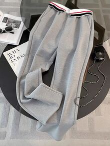 Resyla Women's Autumn/Winter Elegant Thermal Lined Casual Sports Grey 2 In 1 Sweatshirt + High Waist Wide Leg Pants 2 Pieces Set - Grey - View 6