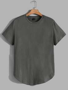 GETOML Men's Solid Color Knitted Short Sleeve T-Shirt (3pcs/Pack), Summer, Vacation, Father's Day Gifts, Football - Dark Grey - View 5