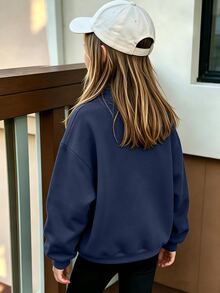 Cute Puppy Pattern Half-Zip Sweatshirt, Suitable For Little Girls To Wear In Autumn And Winter, Comfortable Minimalist Casual Daily Style - Multicolor - View 2