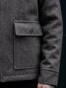 Manfinity CasualCool Men's Autumn/Winter Lapel Short Jacket, Pocket Design Classic Versatile Business Commute Wool Blend - Light Grey - View 6