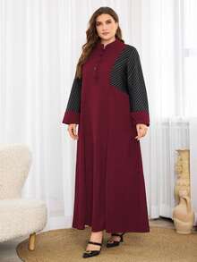 Al Najma Plus Size Women Solid Color Simple Arabian Style Dress, Casual Abaya Arabian Dresses, For Casual Daily - Multicolor - View 4