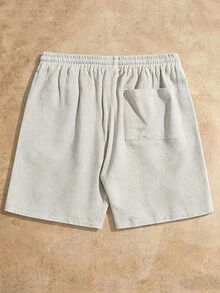 GETOML HIMLAND Men's Casual Summer Light Grey Linen Shorts, Elastic Drawstring Waist Slant Pocket Beach Shorts, Lightweight Breathable Vacation Bottoms , Football - Apricot - View 6