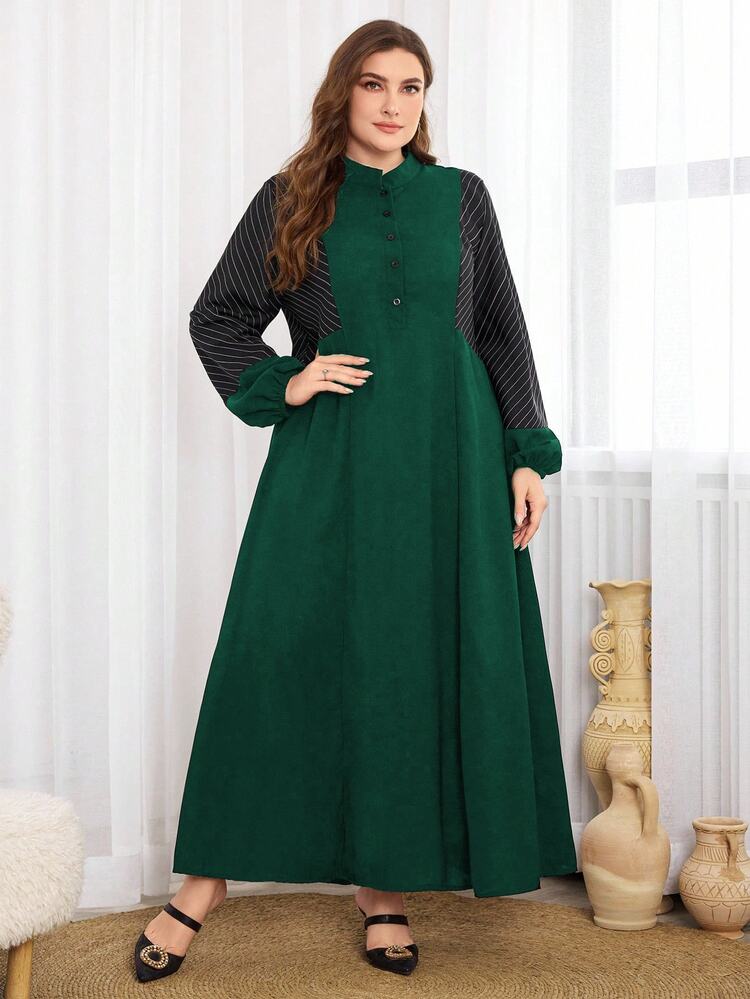 Al Najma Plus Size Women Solid Color Simple Arabian Style Dress, Casual Abaya Arabian Dresses, For Casual Daily - Multicolor - View 3