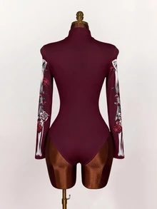 Amplova 女款假領長袖修身連身衣，四季皆宜，秋冬疊穿單品，萬聖節骷髏玫瑰街頭風，酷感極簡機車工裝風，時尚 Y2K 鄉村音樂節穿搭，西部遊牧波希米亞女裝 - 彩色 - 查看 2