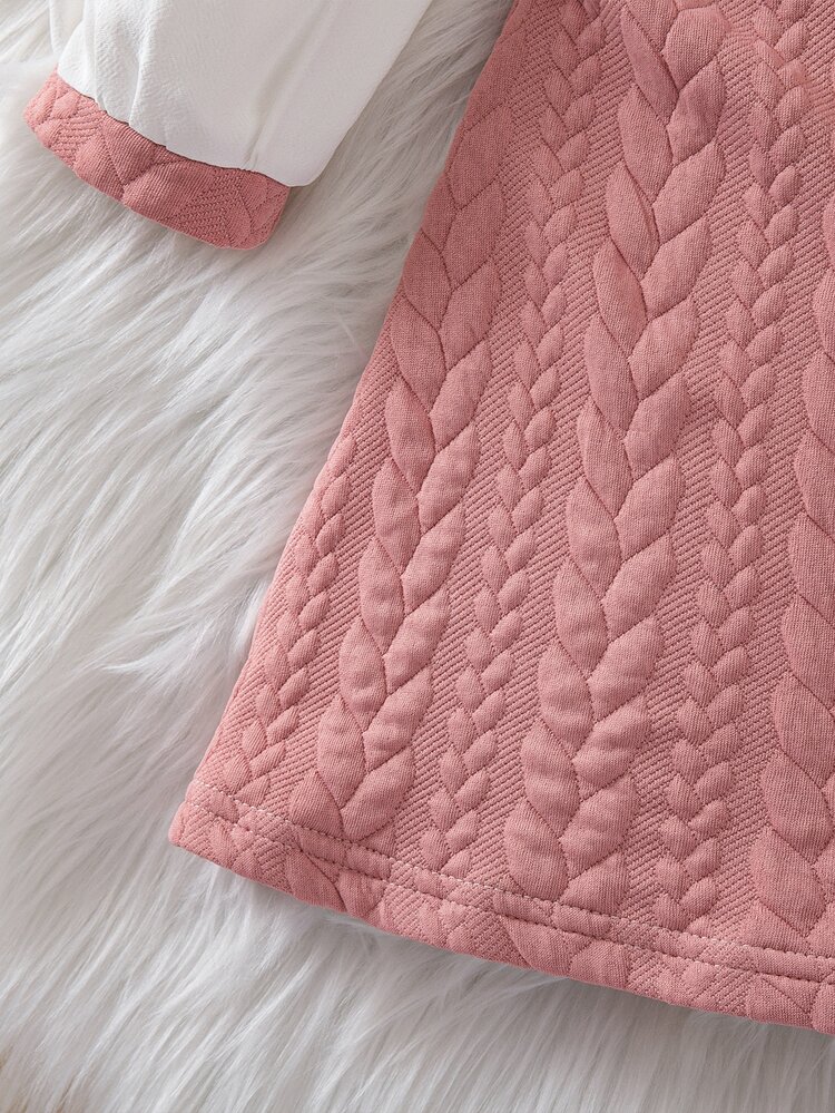 SHEIN Playful Pals Young Girl Princess Fairy Long Sleeve Casual Preppy Style Faux Pink Dress Baby Shower Birthday Autumn Halloween Christmas First Birthday - Multicolor - View 5