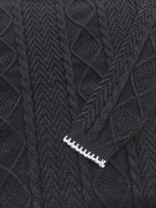 Manfinity Mode Men's Round Neck Long Sleeve Cable Knit Casual Sweater - Black - View 5