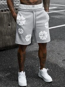 SLATEMANN Men's Double Waistband Drawstring Embossed Casual Shorts - Grey - View 6