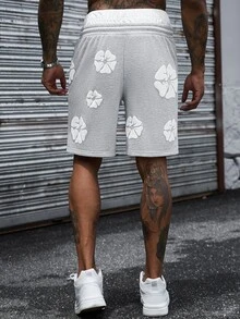 SLATEMANN Men's Double Waistband Drawstring Embossed Casual Shorts - Grey - View 2