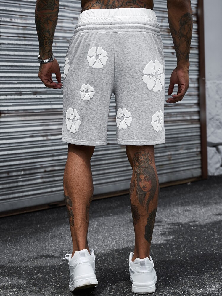 SLATEMANN Men's Double Waistband Drawstring Embossed Casual Shorts - Grey - View 2