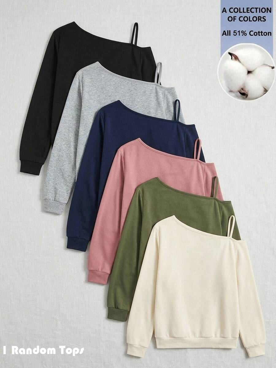 SHEIN Teen Girls Casual Minimalist Elegant Long Sleeve Autumn Sweatshirt Suitable For All Seasons Thicken - Black - View 1