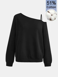 SHEIN Teen Girls Casual Minimalist Elegant Long Sleeve Autumn Sweatshirt Suitable For All Seasons Thicken - Black - View 6