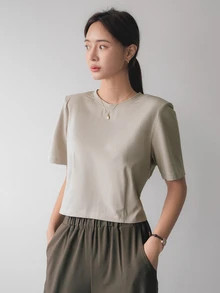 Dazy-Less Women's Drawstring Lace-Up Hollow Out Short Sleeve T-Shirt Old Money Style Summer School - Apricot - View 6