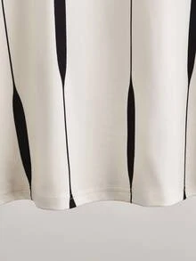 GlowEve Camiseta de mujer de manga corta, cuello redondo y bloque de color, casual de verano - Blanco y Negro - Ver 4