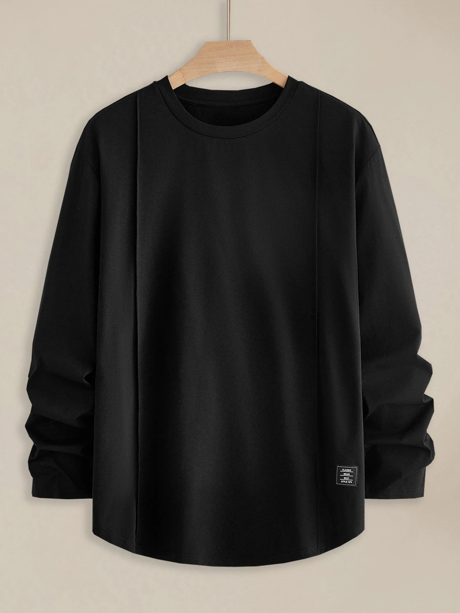 EASEVO Men's Plus Size Loose Knit Wheat Ear Argyle Long Sleeve Crew Neck T-Shirt Halloween Winter Party Autumn - Black - View 1