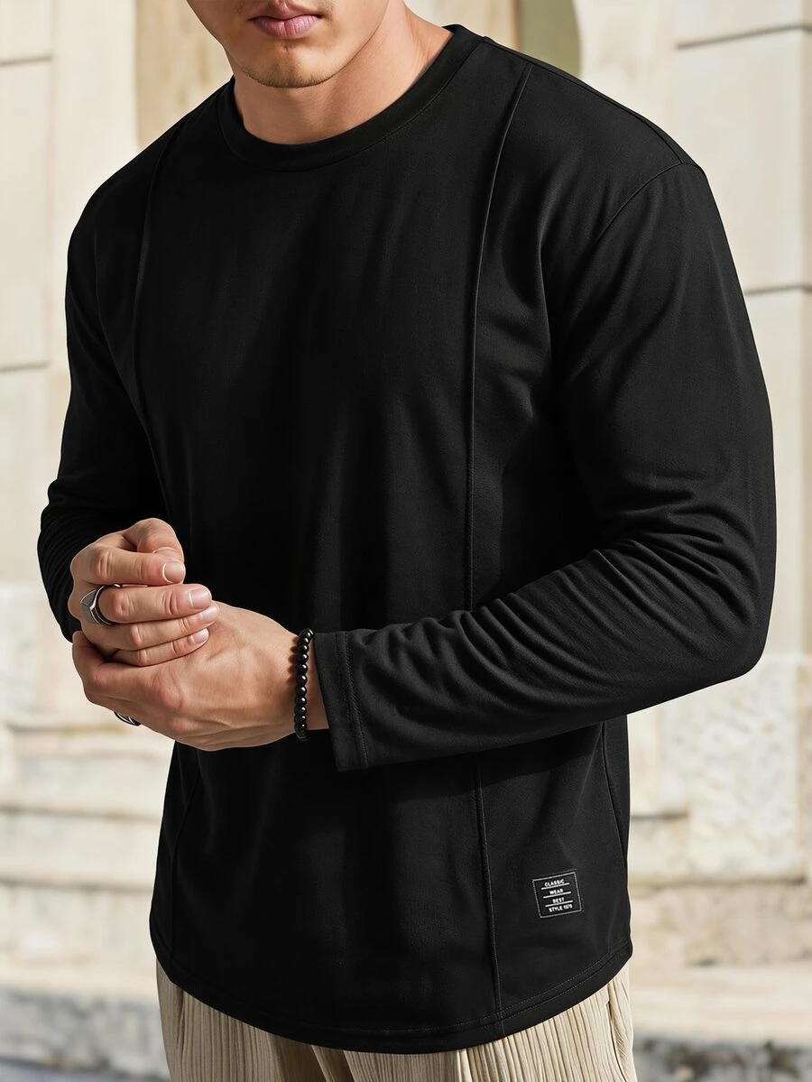EASEVO Kaos Pria Ukuran Besar Rajut Longgar Motif Argyle Telinga Gandum Lengan Panjang Kerah Bulat Cocok untuk Pesta Halloween Musim Dingin Musim Gugur - Hitam - View 1