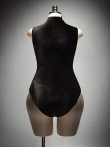 SHEIN ICON Plus Size Sexy Y2K Circus Ringmaster Sexy Bodysuit, Velvet Halloween Cosplay Bodysuit - Multicolor - View 8