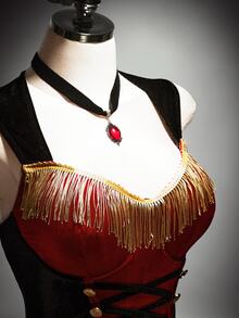 SHEIN ICON Plus Size Sexy Y2K Circus Ringmaster Sexy Bodysuit, Velvet Halloween Cosplay Bodysuit - Multicolor - View 2