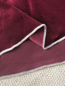 SHEIN Tween Girls Kids Simple Comfortable Soft Velvet Fabric Pocket Long Sleeve Pants 2 Pieces Set Loungewear Autumn/Winter/All Season Halloween/Christmas - Burgundy - View 7