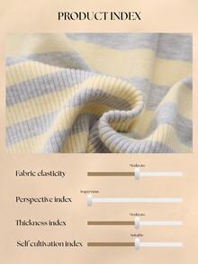 Fluxe Women's Striped Contrast Color Sporty Casual Zip-Up Knit Top - Light Yellow - View 5