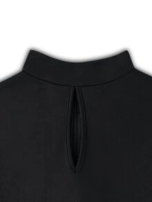 SHEIN Women's Solid Color Stand Collar Casual Party Dress - Black - View 10