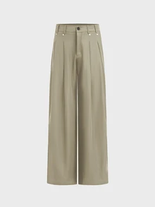 AXEPEAK Men's Casual Versatile Solid Color Straight Leg Pants - Khaki - View 1