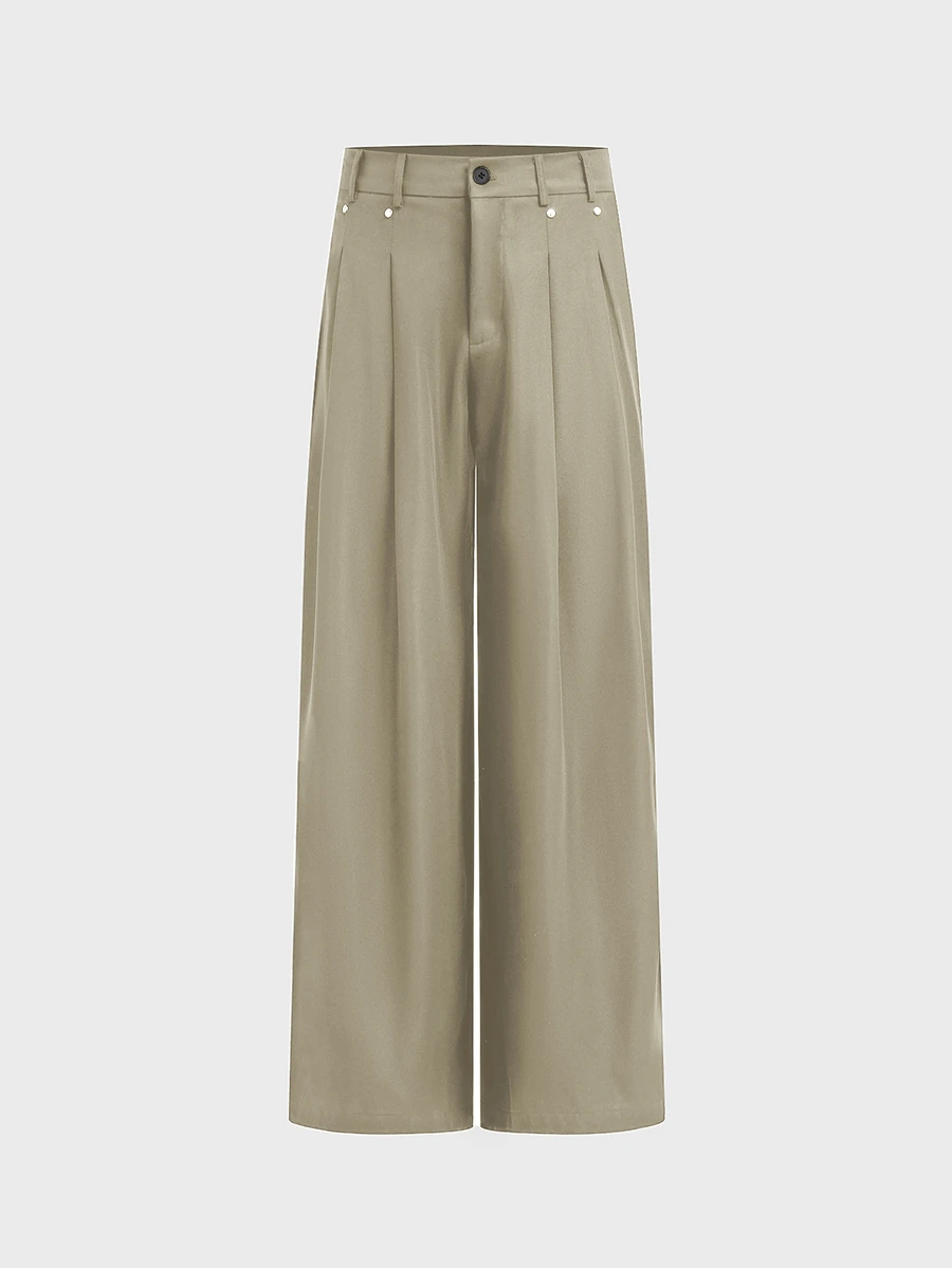 AXEPEAK Men's Casual Versatile Solid Color Straight Leg Pants - Khaki - View 1