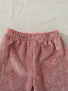 幼童女款衛衣長褲套裝 粉色與白色 灰粉色雲朵貼花 長袖圓領 假日秋季 羅紋 親子套裝 休閒 - 粉色 - 查看 8