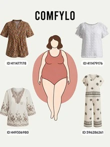 Comfylo 大码春夏休闲花卉刺绣翻领七分袖衬衫 - 白色 - 查看 12
