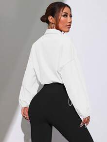 Dewbera Dewbera Chaqueta deportiva casual de unicolor con dobladillo con cordón - Blanco - Ver 2