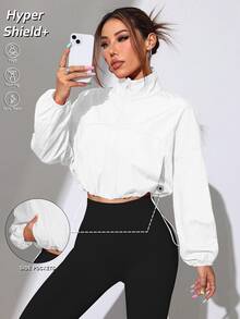 Dewbera Dewbera Chaqueta deportiva casual de unicolor con dobladillo con cordón - Blanco - Ver 3