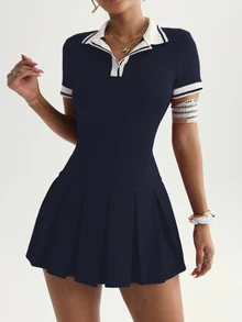 Dewbera Dewbera Yoga Sports Tennis Dress Athletic Dress - Navy Blue - View 7