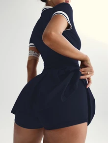 Dewbera Dewbera Yoga Sports Tennis Dress Athletic Dress - Navy Blue - View 8