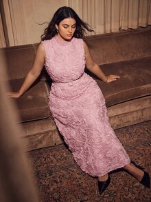 Anewsta New Arrival Plus Size Women Elegant Romantic Rose 3D Dress - Pink - View 6